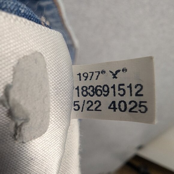 American Eagle Jeans Womens 8 Long Blue Super Hi Rise Flare Distressed Boho - Picture 15 of 15